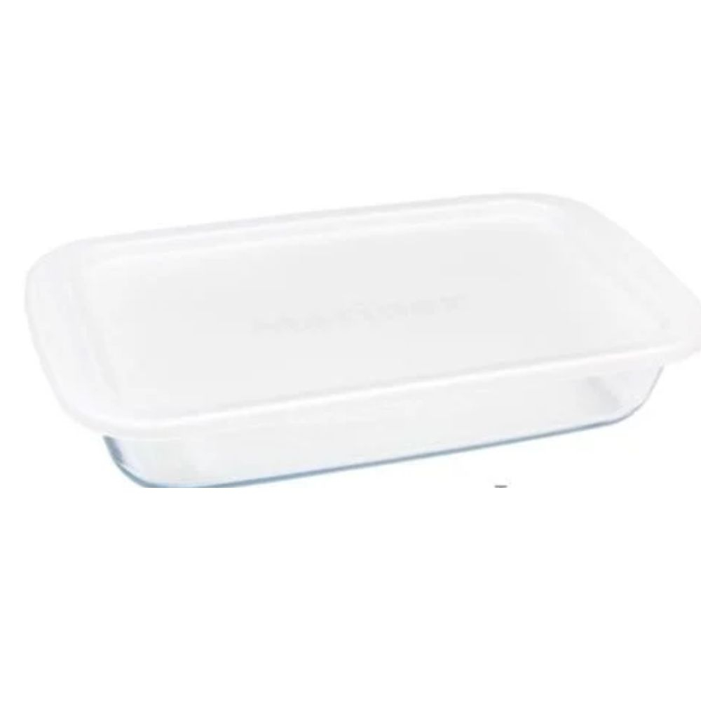Assadeira Retangular Com Tampa Plástica Branca 2,2L Marinex 