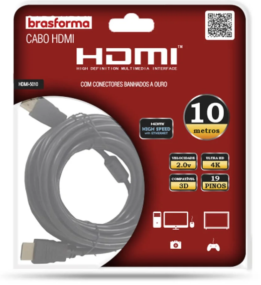 Cabo Brasforma Hdmi 4K Ultra Hd 10M