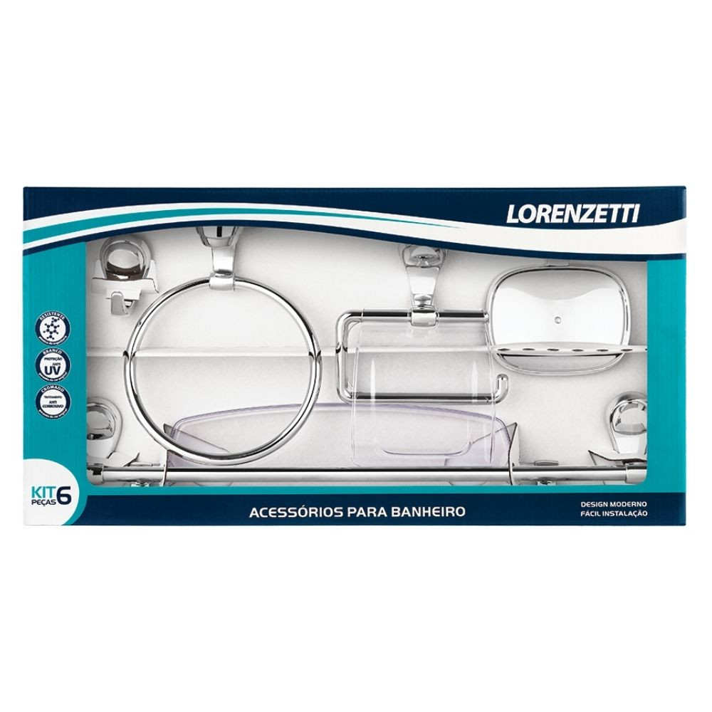 Kit De Acessorios Para Banheiro Fortti F22 C/6 Peças Cromada Lorenzetti