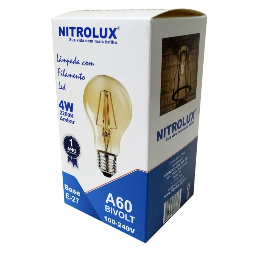Lâmpada Led Filamento Sa60 4W E27 Nitrolux