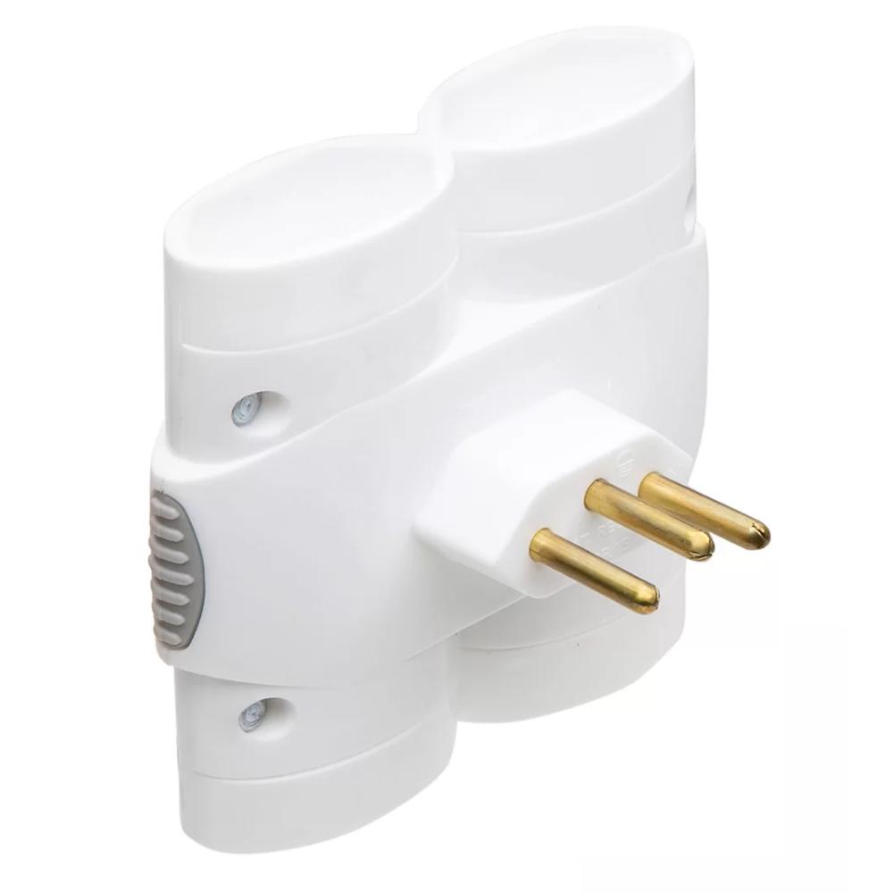 Adaptador De Tomada Benjamim Multiplicador 4 Saídas 2P+T 10A Branco Daneva