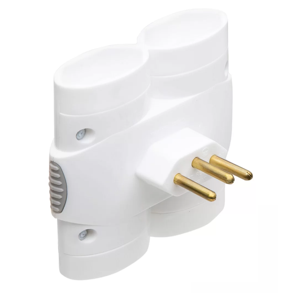 Adaptador De Tomada Benjamim Multiplicador 4 Saídas 2P+T 10A Branco Daneva
