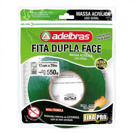Fita Dupla Face Massa Acrílica Fixa Pro 12Mm X 20M 200 Adelbras