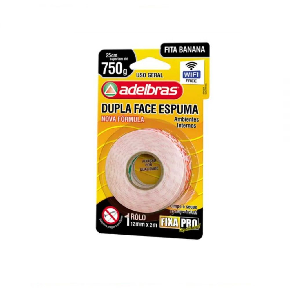 Fita Dupla Face Espuma Fixa Pro 12Mmx2M 941 Adelbras