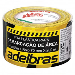 Fita De Demarcação Zebrada  70Mm 200 Metros Adelbras 