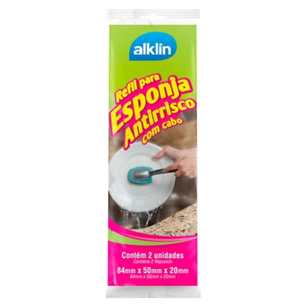 Refil Para Esponja Antirrisco Com Cabo 2 Unidades Alklin