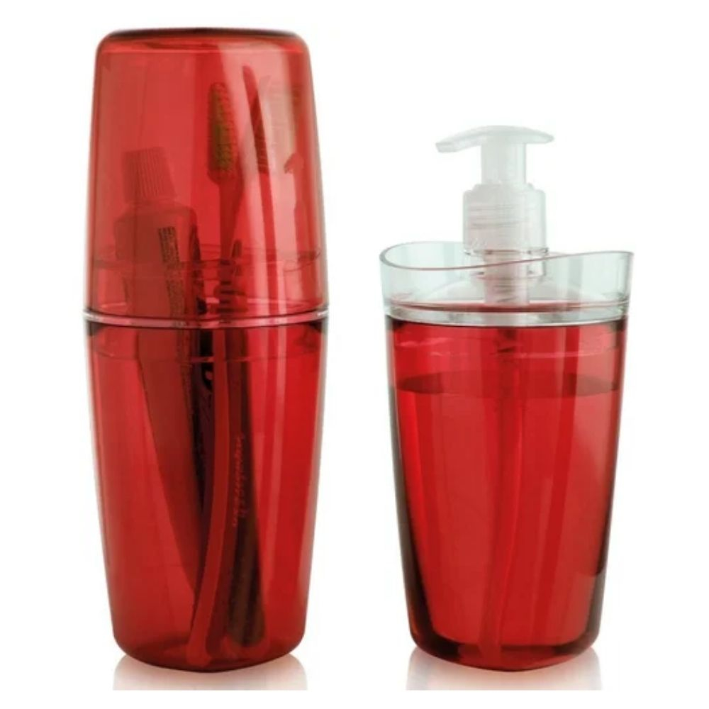 Conjunto Para Banheiro Tule 2 Peças Vermelho Ou