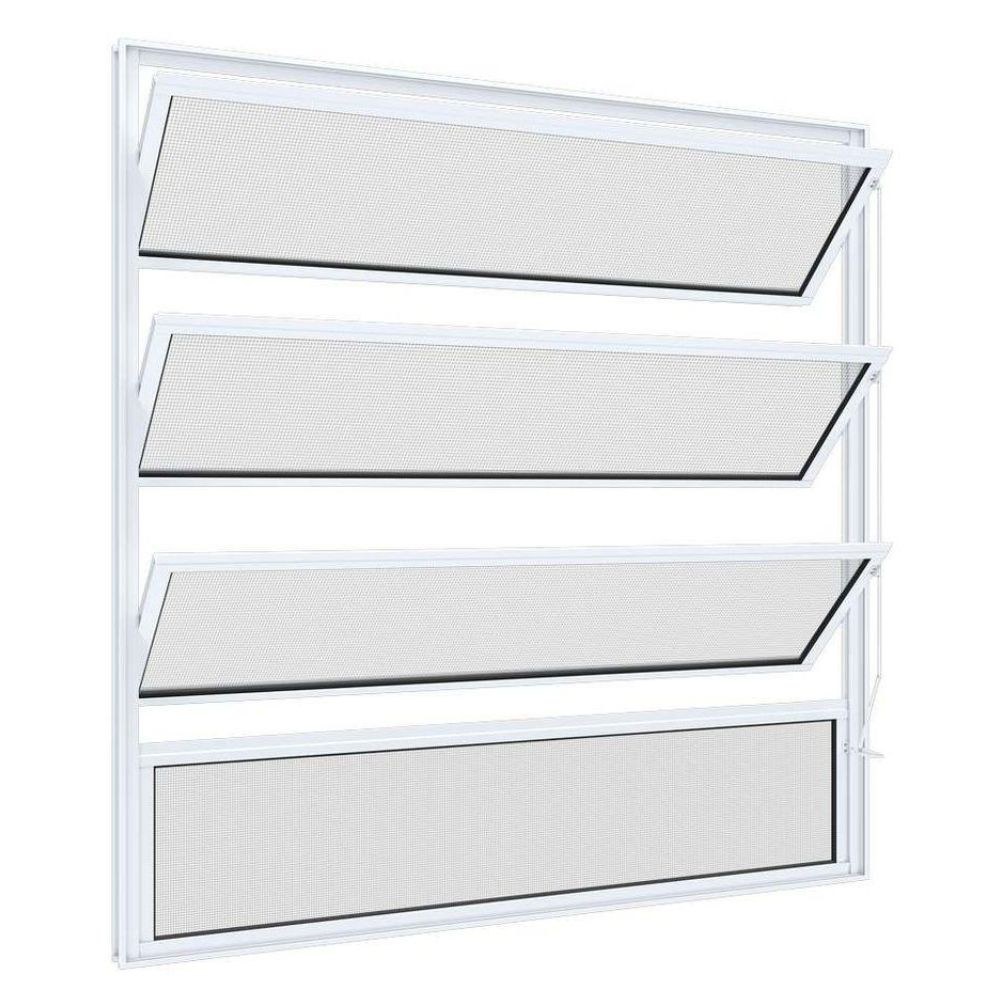 Janela Basculante 80X80 Alumínio Vidro Liso 4 Folhas Quality