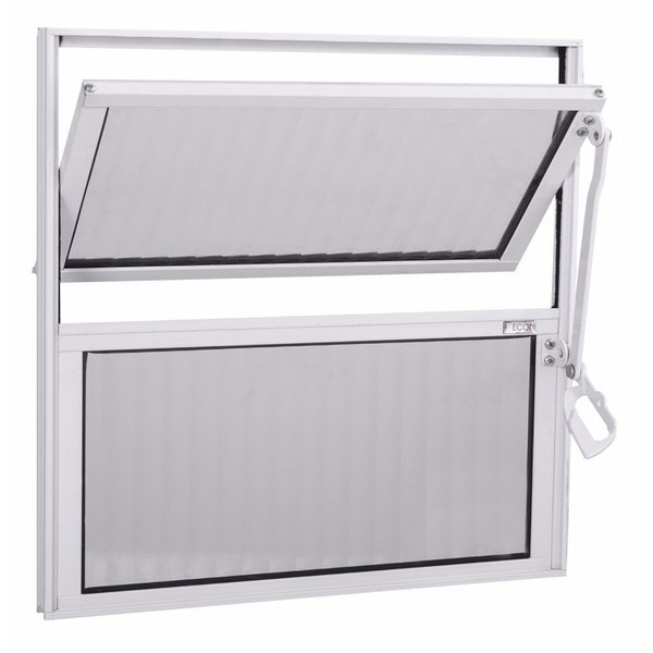 Basculante De Aluminio 50X50Cm Natural Vidro Canelado Quality