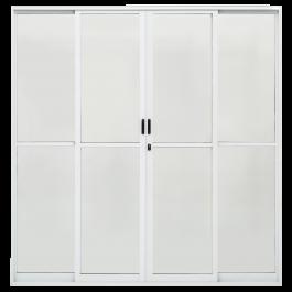 Porta Balcao 210X200 4 Folhas Vidro Liso Branco Quality