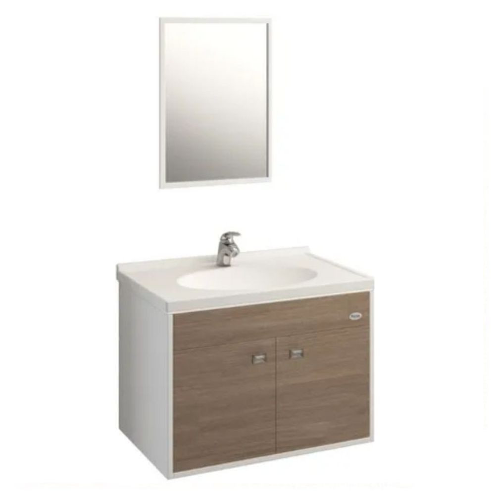 Gabinete 41X57 Kit Allure Nogueira Branco Com Espelho Policlass