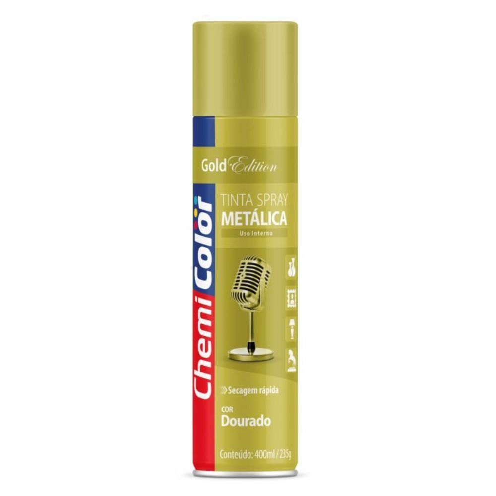 Tinta Spray Metálica Dourada 400Ml Chemicolor