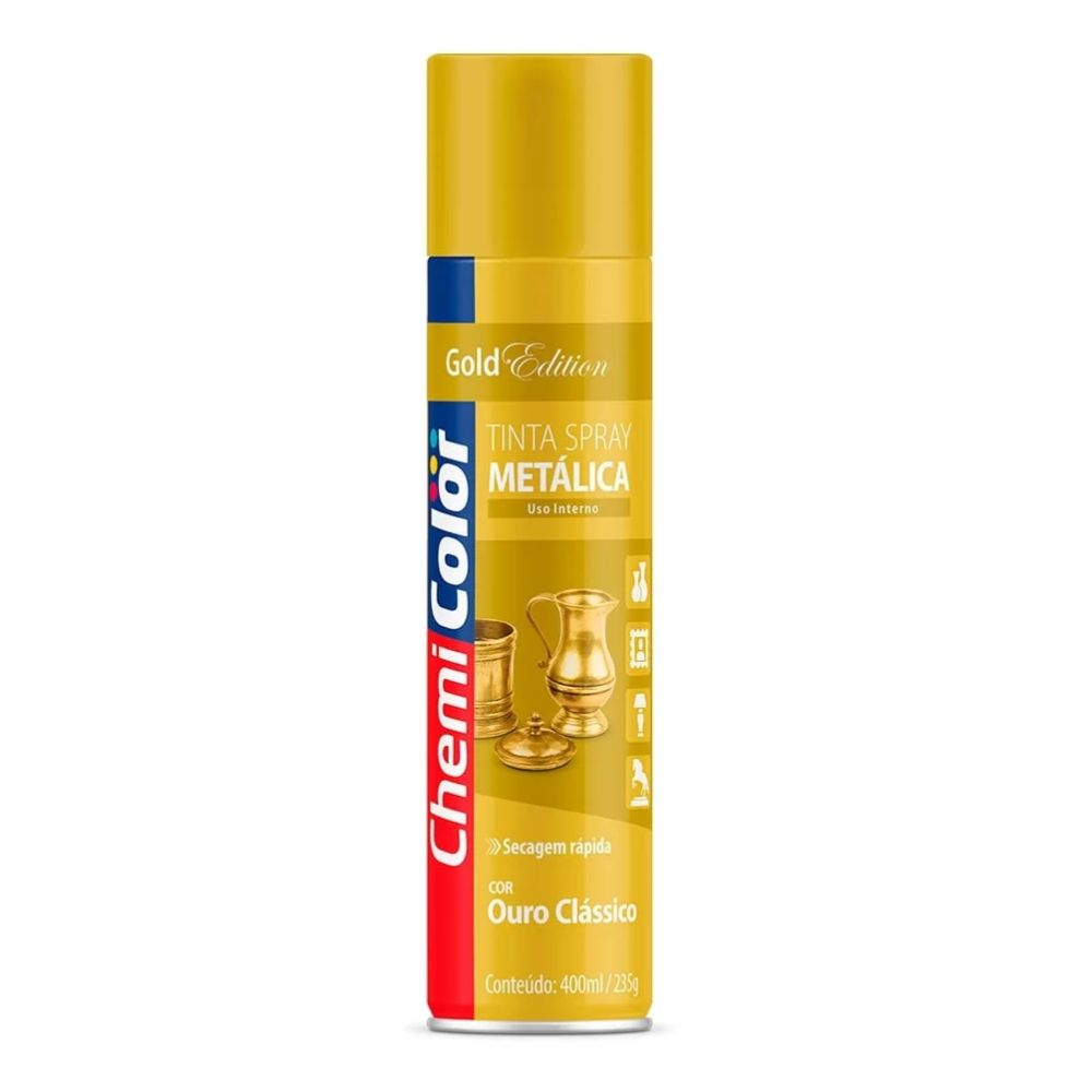 Tinta Spray Metálica Ouro Clássico 400Ml Chemicolor