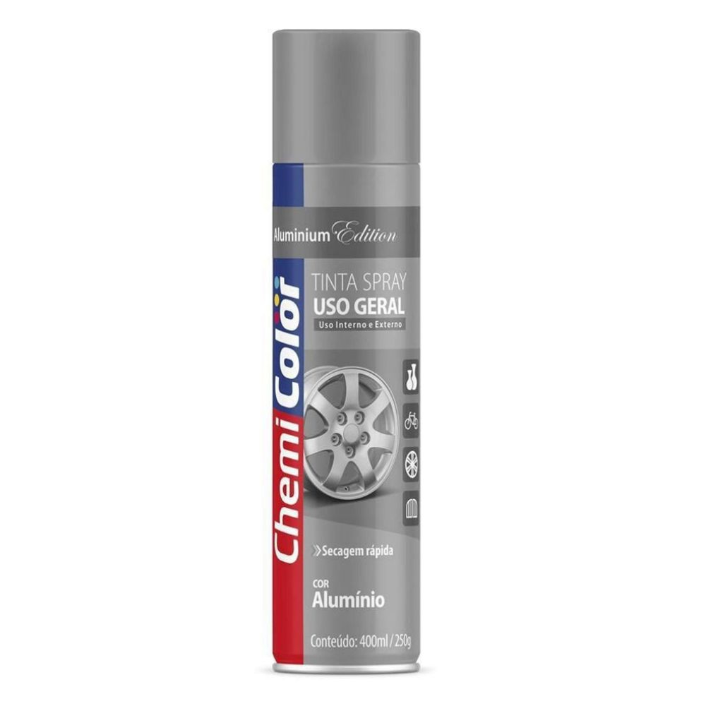 Tinta Spray Para Uso Geral Alumínio 400Ml Chemicolor