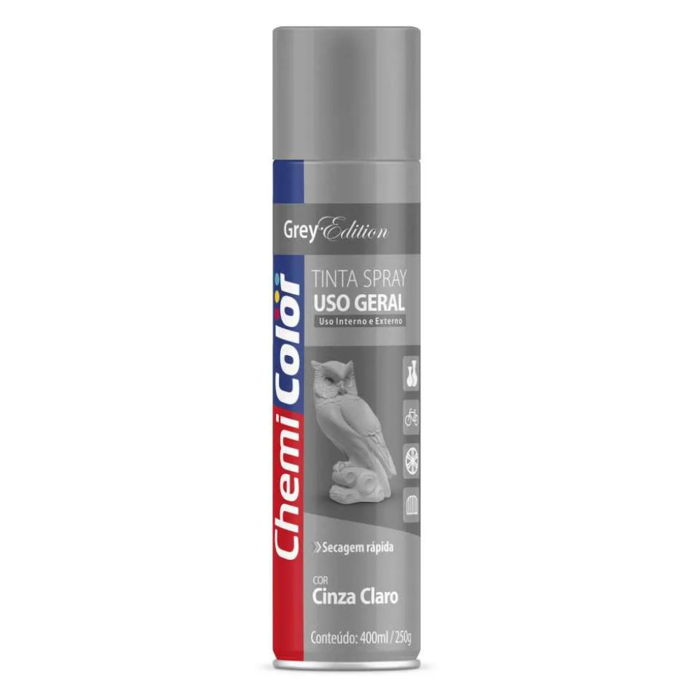 Tinta Spray Para Uso Geral Cinza Claro 400Ml Chemicolor