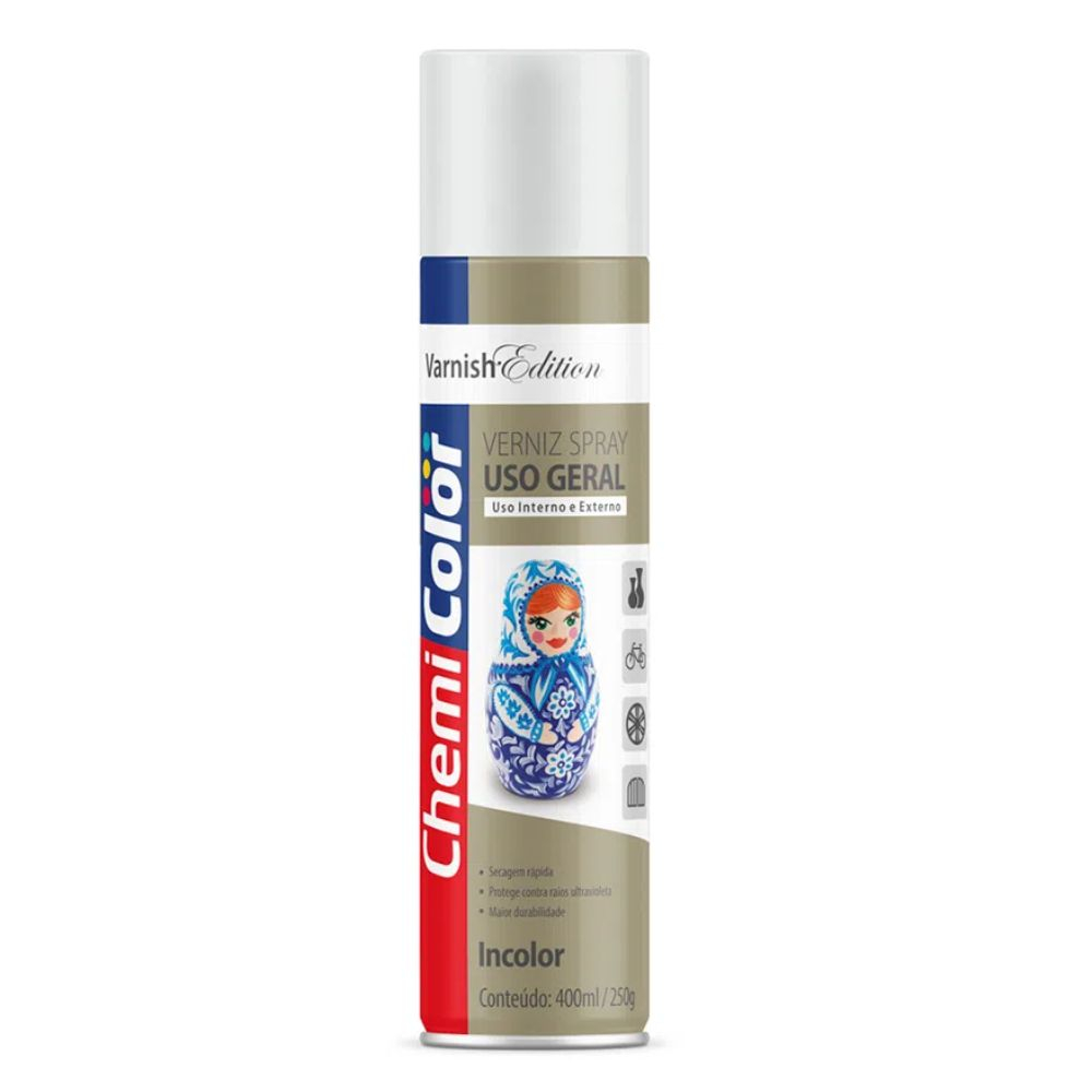 Tinta Spray Para Uso Geral Verniz Incolor 400Ml Chemicolor