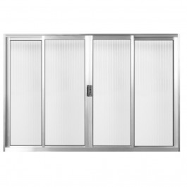 Janela De Aluminio 100X150 4 Folhas Natural Vidro Canelado Quality