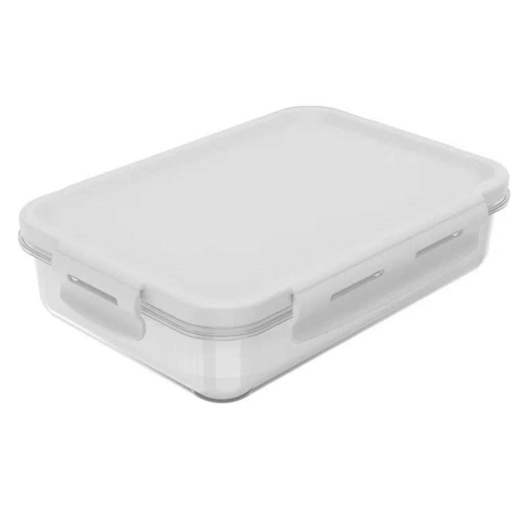 Pote Organizador De Geladeira Click Retangular 870 Ml Branco Ou