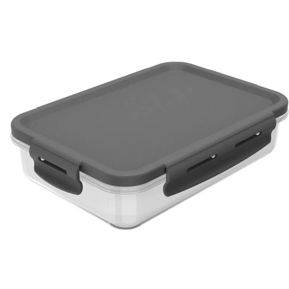 Pote Organizador De Geladeira Click Retangular 870 Ml Chumbo Ou