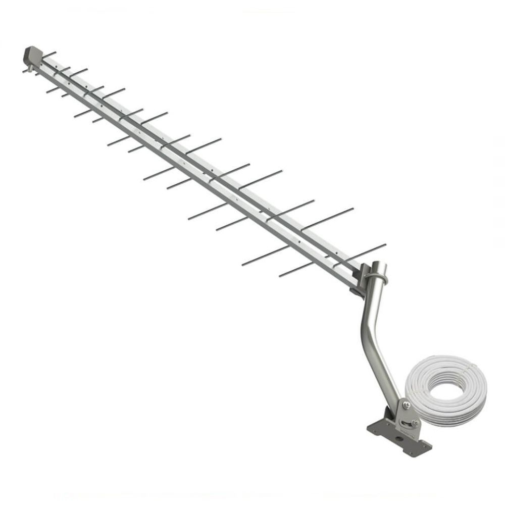 Kit Antena Externa Com Cabo E Mastro Log 18 Elementos Uhf E Hdtv Brasforma