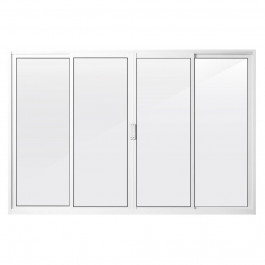 Janela 100X150 4 Folhas Vidro Liso Branca Topmix
