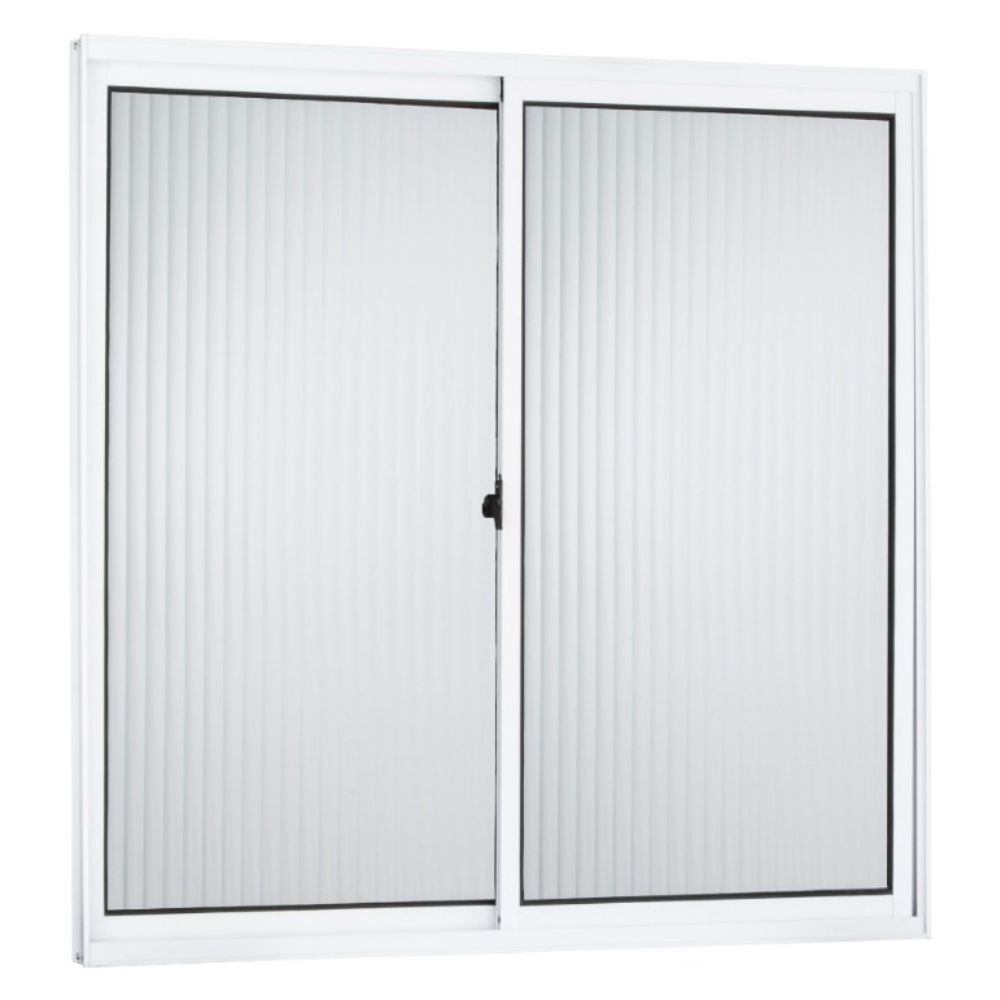 Janela 50X50 2 Folhas Vidro Canelado Branca Topmix