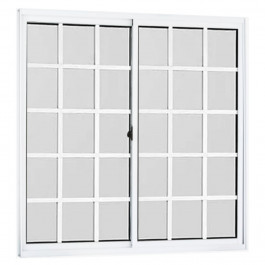 Janela Quadriculada 100X100 2 Folhas Vidro Liso Branca Topmix