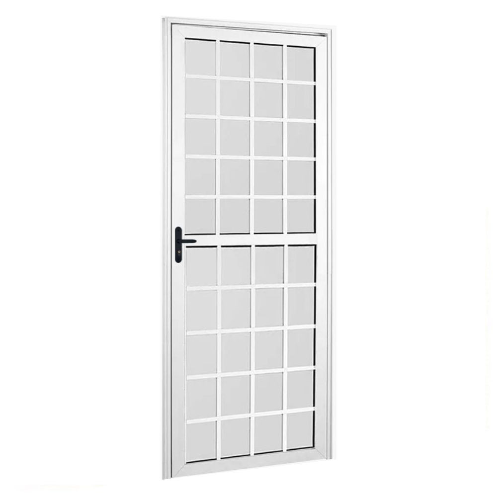 Porta Quadriculada 210X90 Vidro Liso L/Direito Branca Topmix