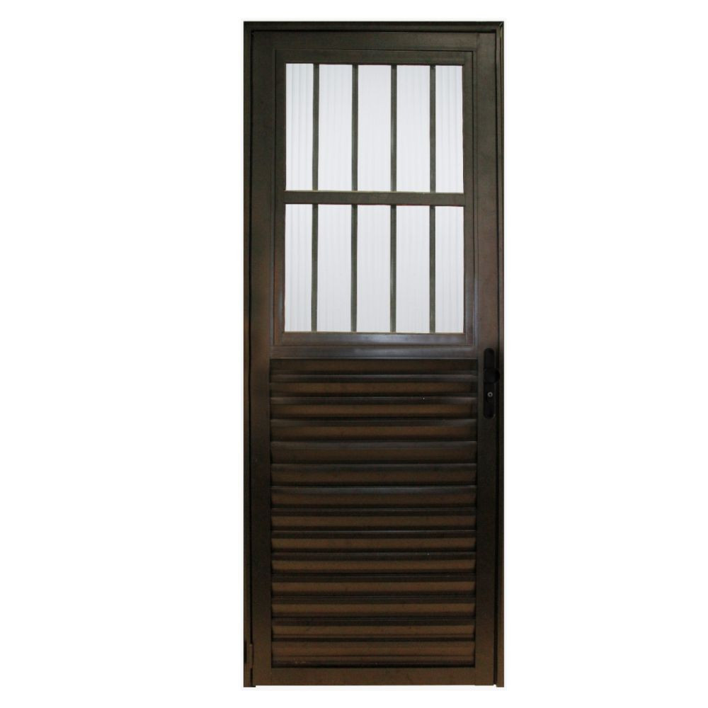 Porta Postigo 210X80 Vidro Liso L/Esquerdo Bronze Topmix