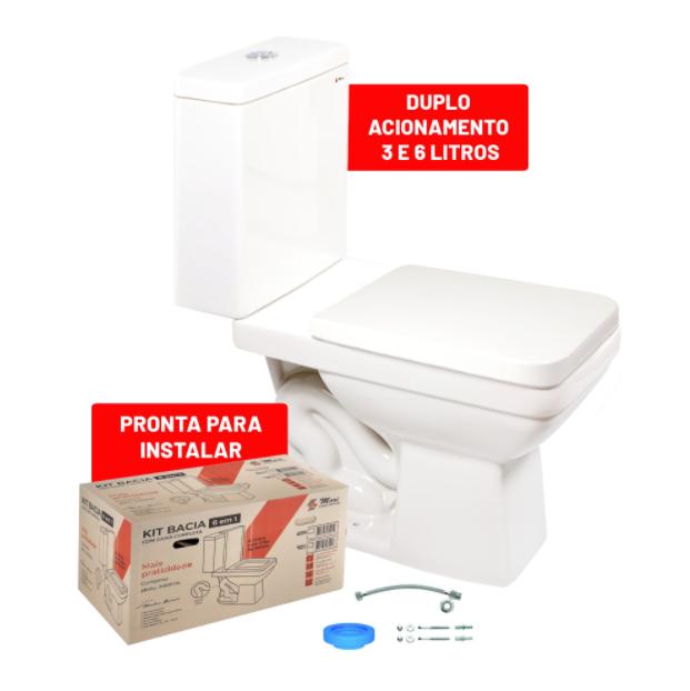 Conjunto Branco Bacia + Caixa Malva Mari  