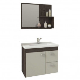 Gabinete Hortência Kit 55Cm Café/Offwhite Mgm