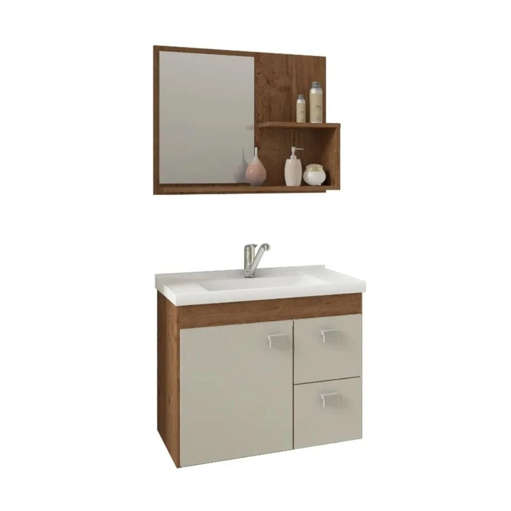 Gabinete Hortência Kit 55Cm Amêndoa/Offwhite Mgm
