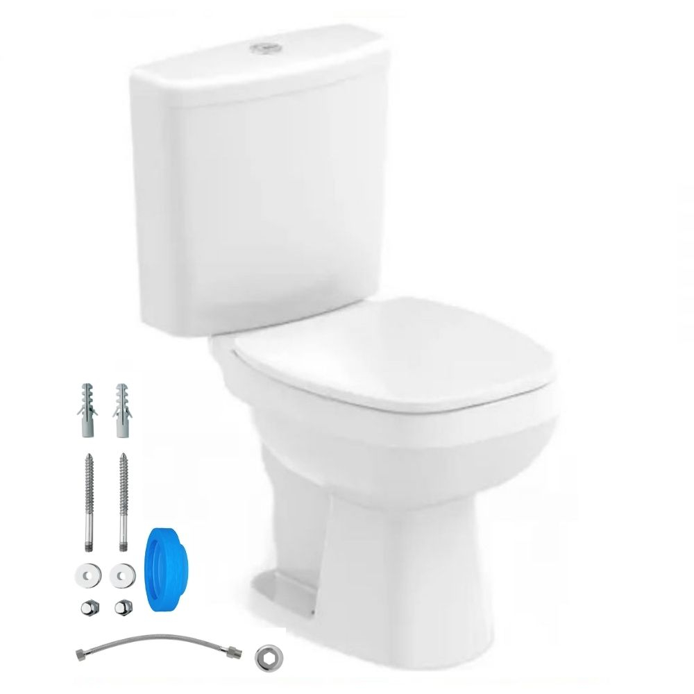 Conjunto Branco Bacia City Celite +  Caixa + Assento + Engate + Fixação + Anel