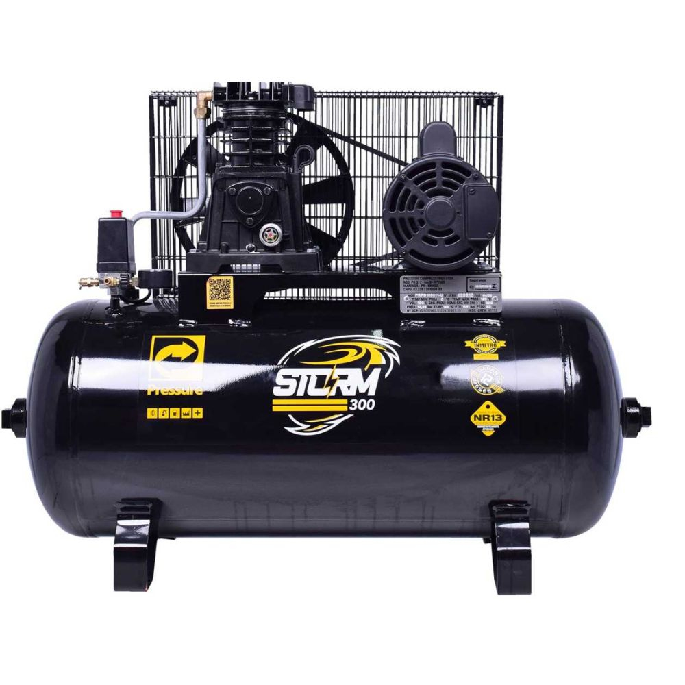 Compressor De Ar 10 Pés 2Hp 100 Litros 110/220V Monofásico Storm-300 Pressure