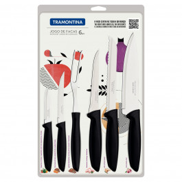 Jogo Faca Plenus Inox Com 6 Peças Preto Tramontina
