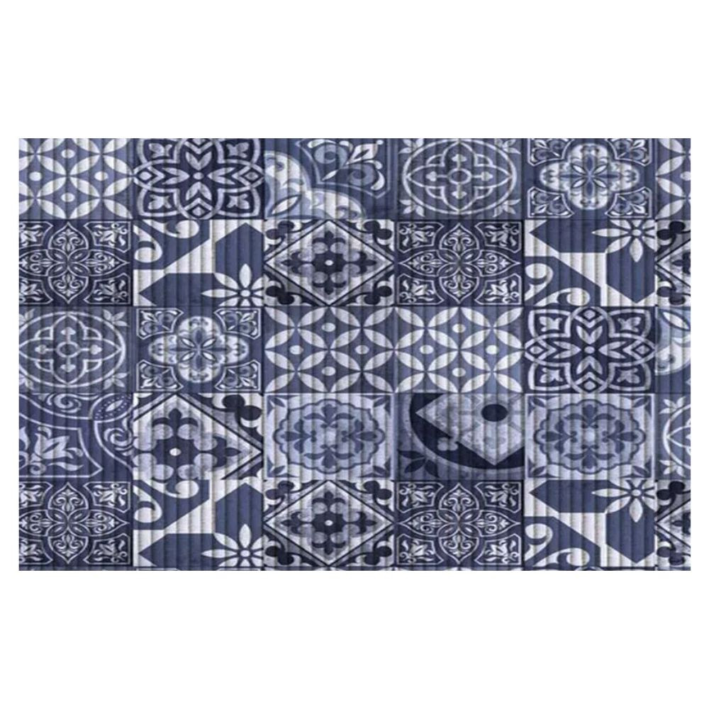 Tapete Antiderrapante Tropical Azulejo Azul 43Cm X 65Cm Kapazi 