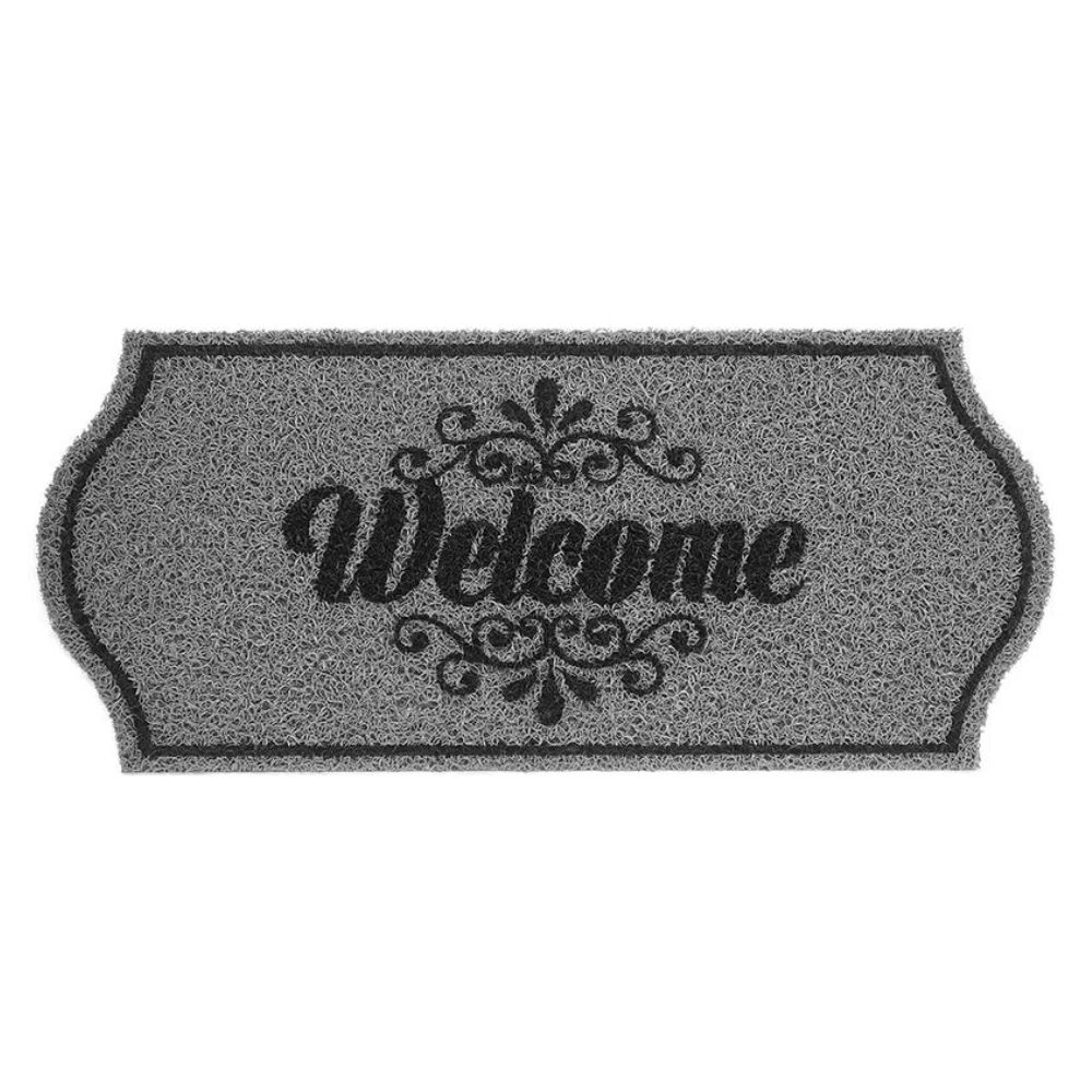 Capacho Vinil Formas Welcome Cinza 30Cm X 70Cm Kapazi 