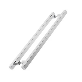 Puxador Para Porta Inox Polido Quadrado 40Cm Stam