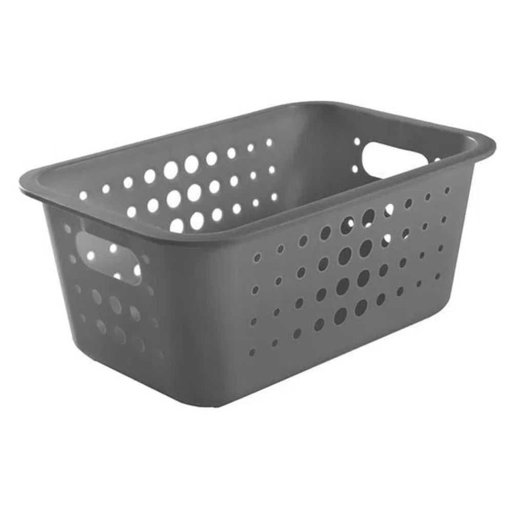 Cesta Organizadora Média 29X19,5X12,5Cm Chumbo Ou
