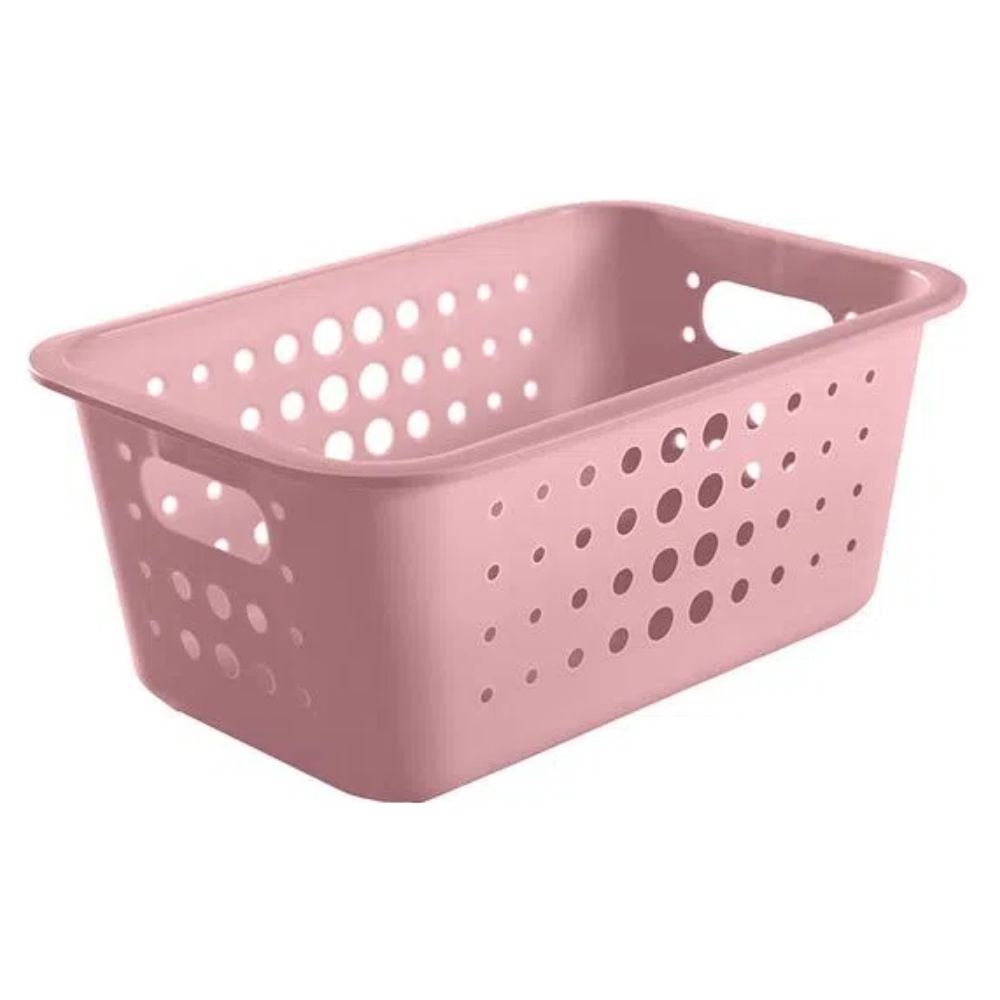 Cesta Organizadora Média 29X19,5X12,5Cm Rosa Ou