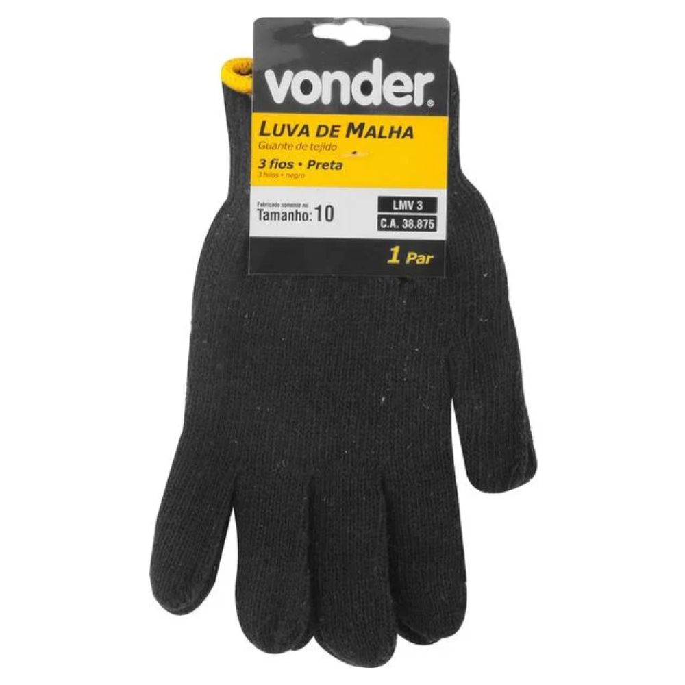 Luva Malha 3 Fios Lmv3 Preta Vonder