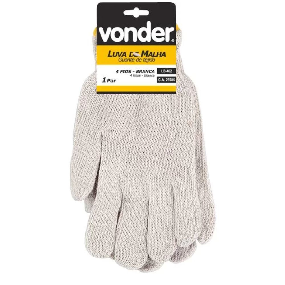 Luva Malha 4 Fios Branca Vonder
