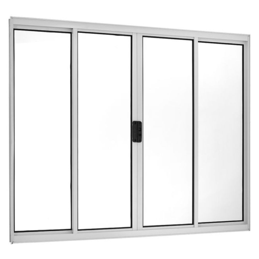 Janela 100X200 4 Folhas Vidro Liso Brilhante Topmix
