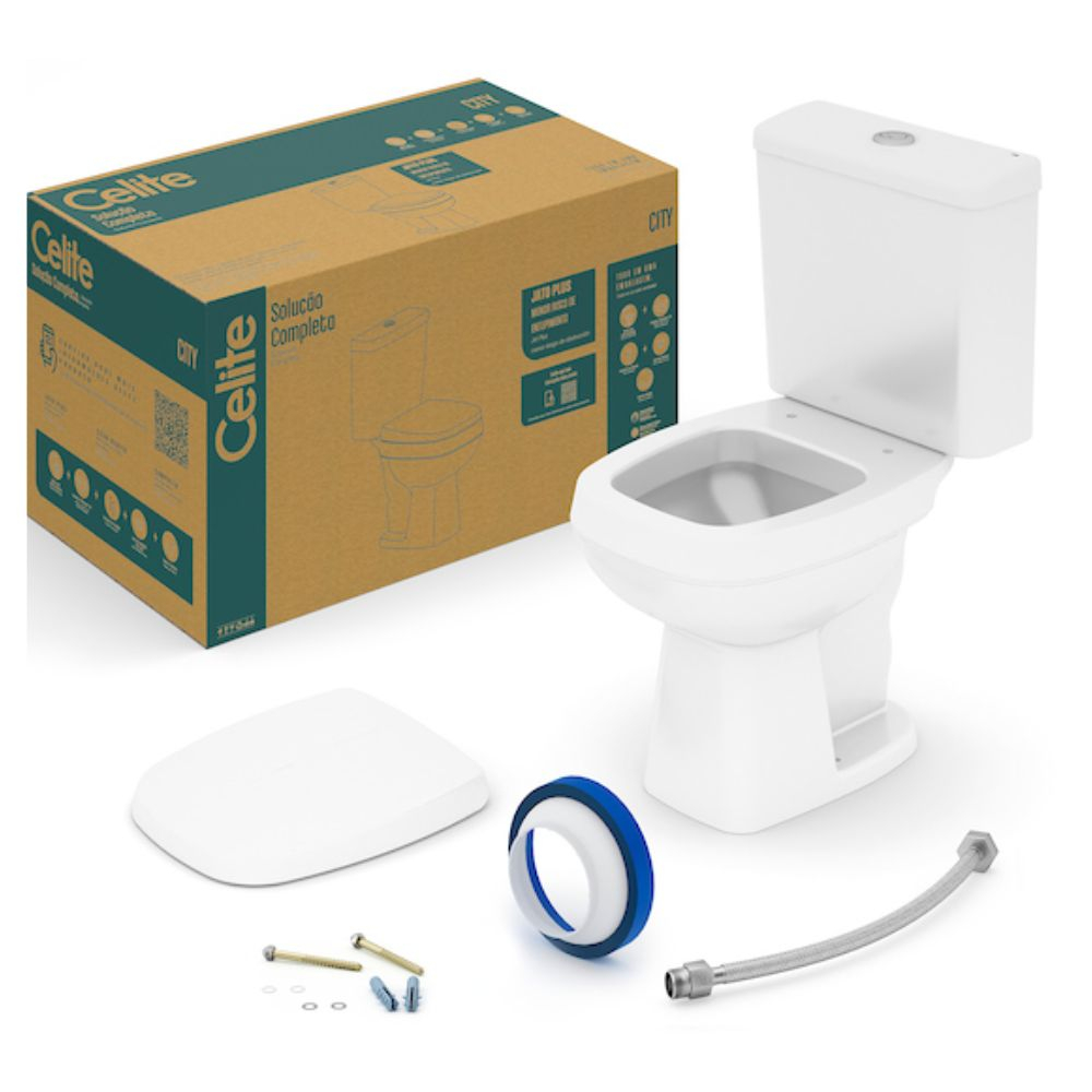 Conjunto Celite City Bacia Com Caixa Acoplada E Acessórios Branco