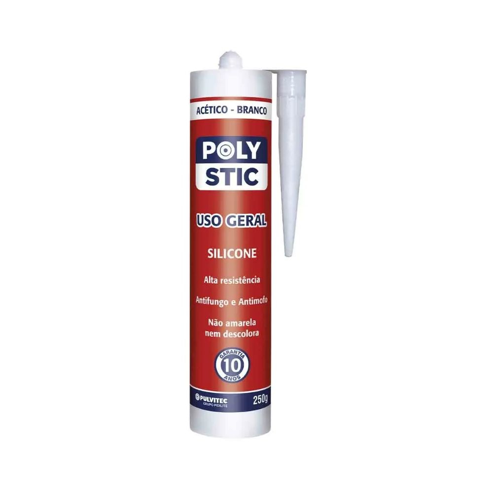 Silicone Acético Polystic Uso Geral Branco 250G Pulvitec