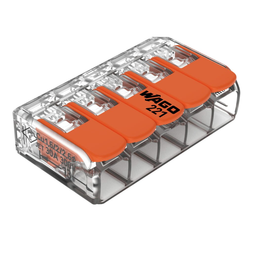 Conector De Emenda Para Condutores De Até 6Mm² Com 5 Entradas 221-615 Wago
