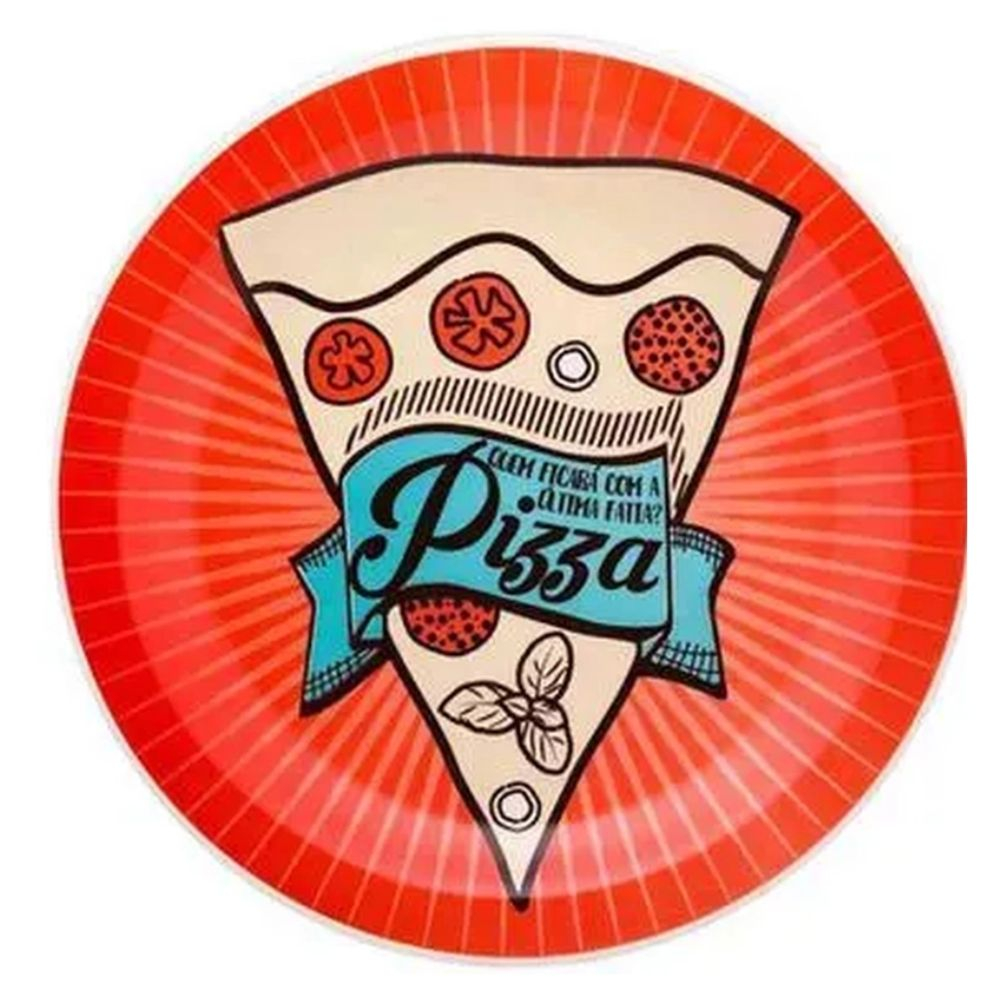 Prato Raso 26Cm Pizza Red Em Cerâmica Oxford