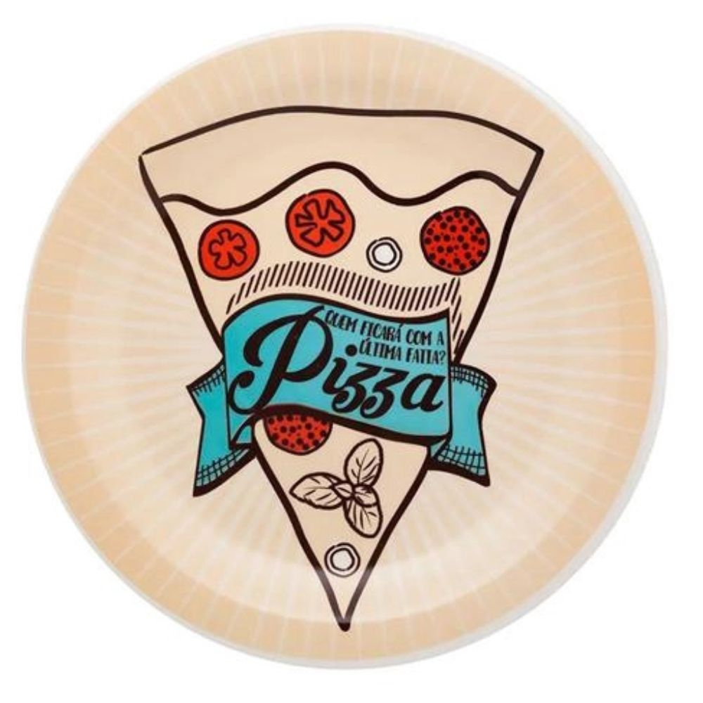 Prato Raso 26Cm Em Cerâmica Pizza Yellow  Oxford