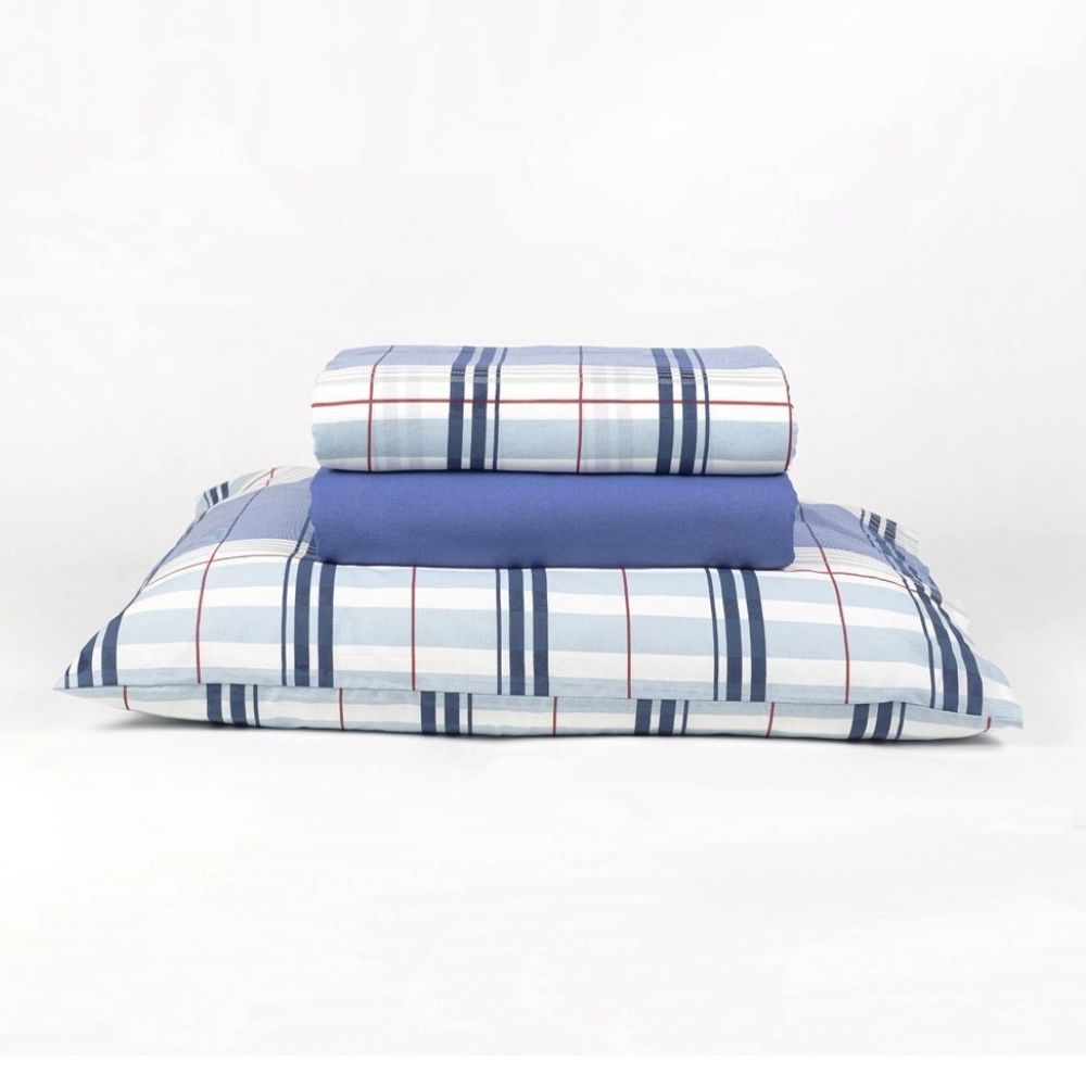 Jogo De Cama King Royal Azul Santista
