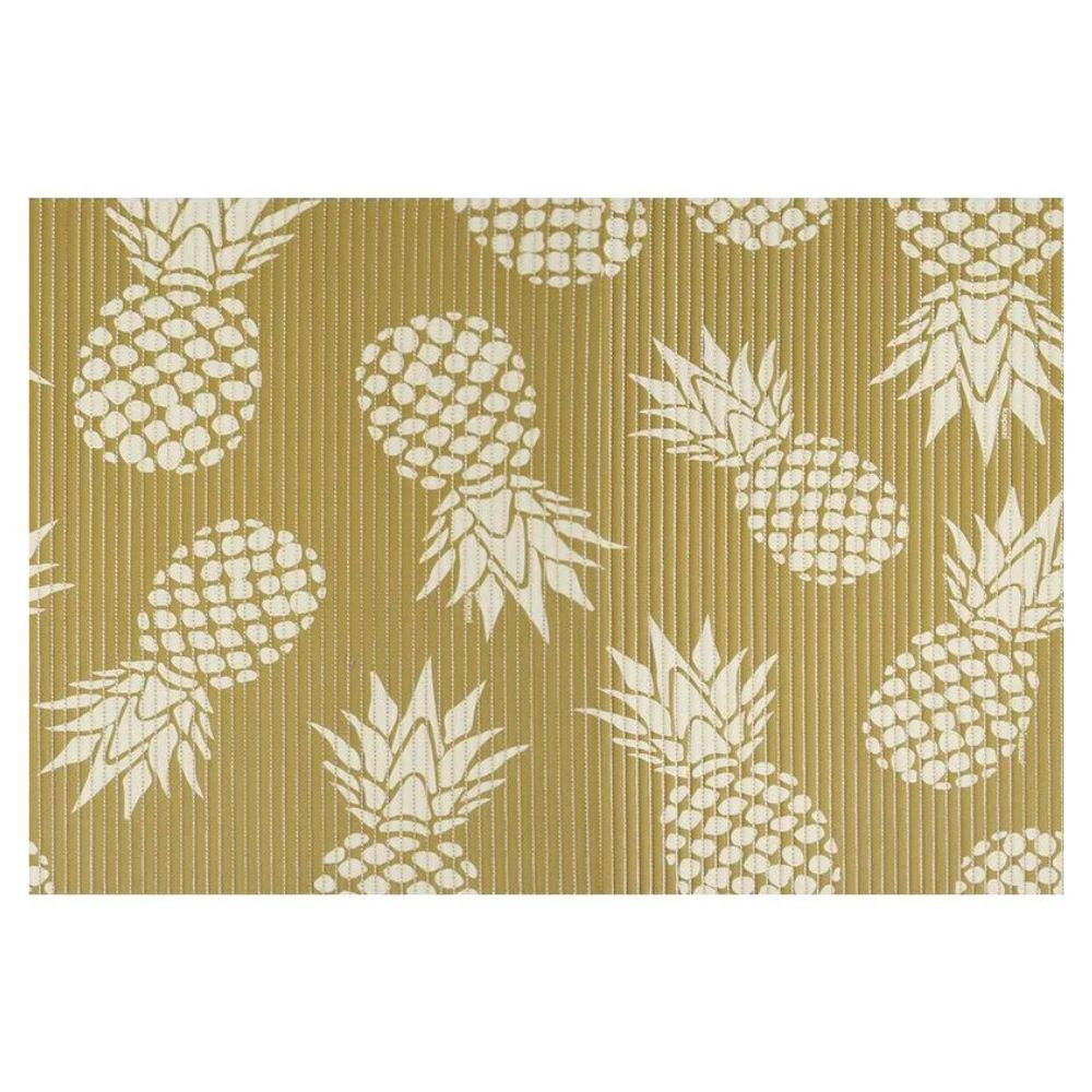  Tapete Antiderrapante Tropical Abacaxi Gold 43Cm X 65Cm Kapazi